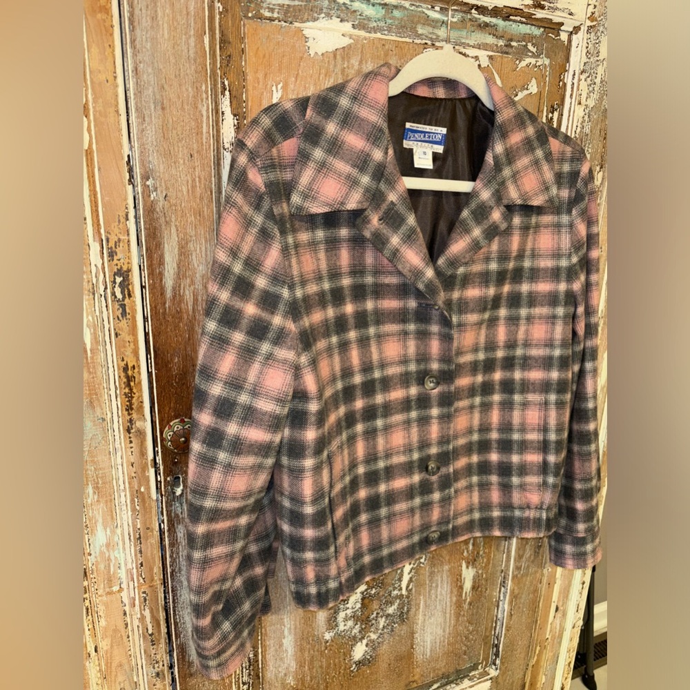 Pendleton Wool Button Down Jacket Pink And Gray P… - image 3